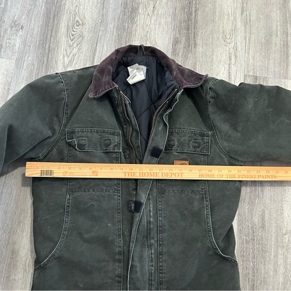 Vintage Carhartt Duck Canvas Jacket Quilted  Mens S Moss Green Barn Chore Arctic - Picture 11 of 15